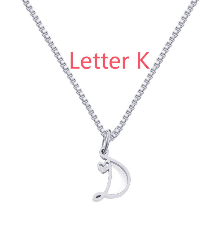 26 Love Letters Titanium Steel Pendants Necklace