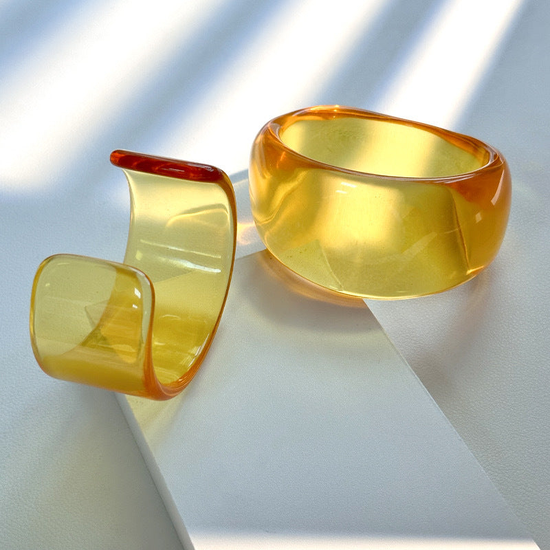 Armreif aus Harz, offen, transparent, geometrisch, braun, für Damen