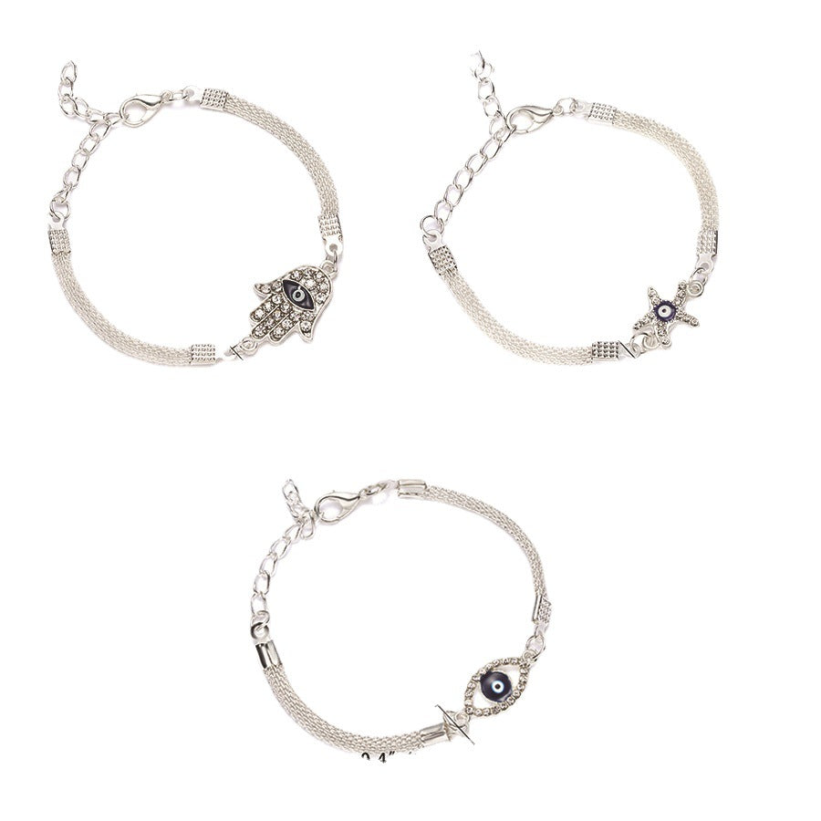 Pulsera Baño Plata Ojo Turco Azul Moda
