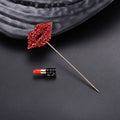 Broche de labios sexy con diamantes de aleación, para ropa de mujer