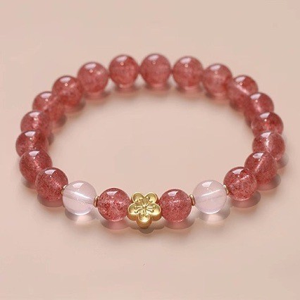 Pigeon Blood Red Grade Strawberry Quartz Design Bracelet Female