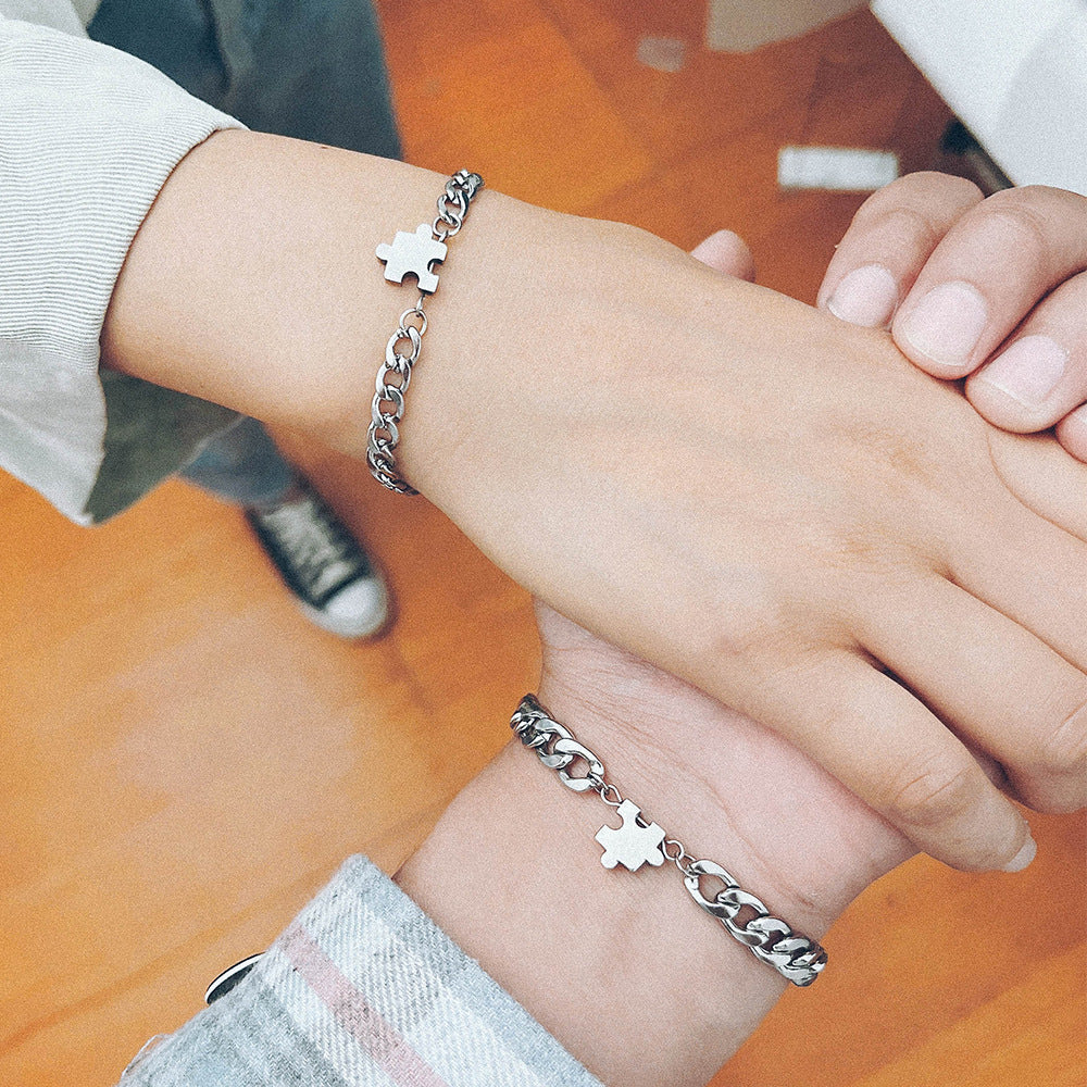 Juego de pulseras de titanio para hombres y mujeres