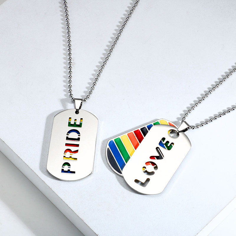 LGBT Pride Liebe Regenbogen zweilagige Anhänger Halskette