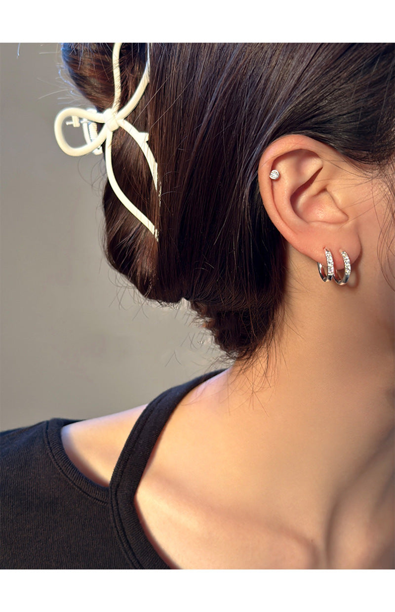 Geometrischer Strass-Zirkonia-Ohrenclip für Damen, schlicht