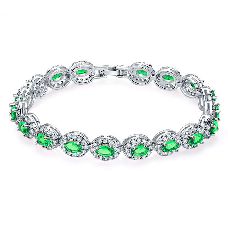 Oval Diamond Zircon Colorful Women's Bracelet