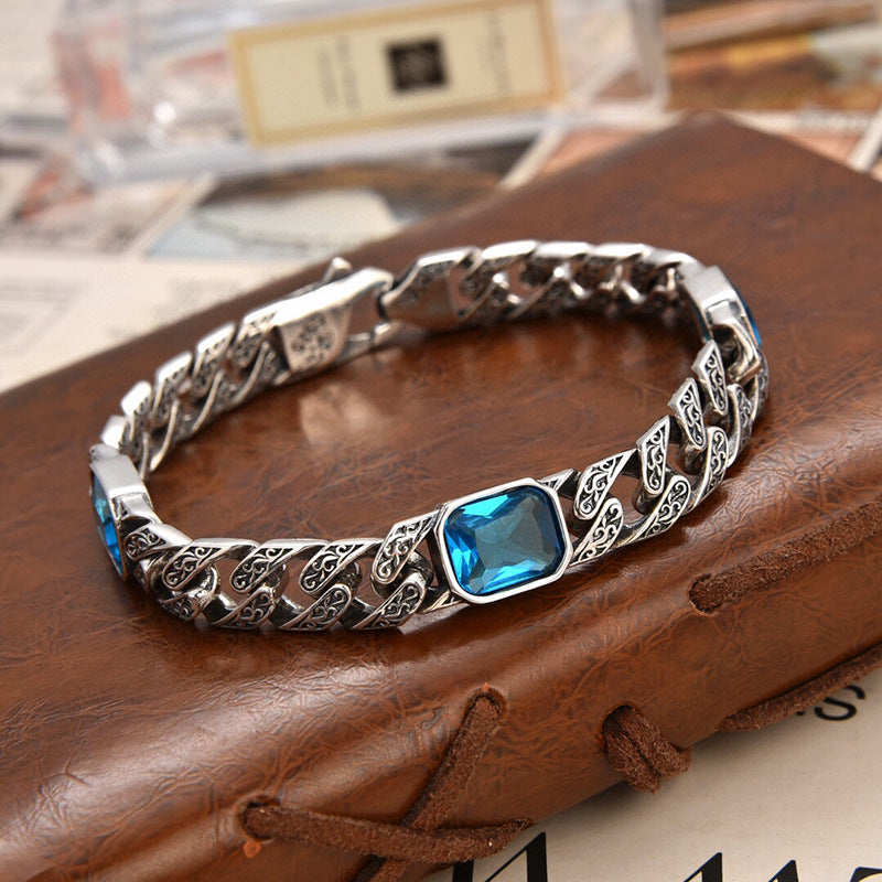 Pulsera de cadena con diseño de Tangcao con incrustaciones de diamante, ancho de 9 mm, para hombre y mujer