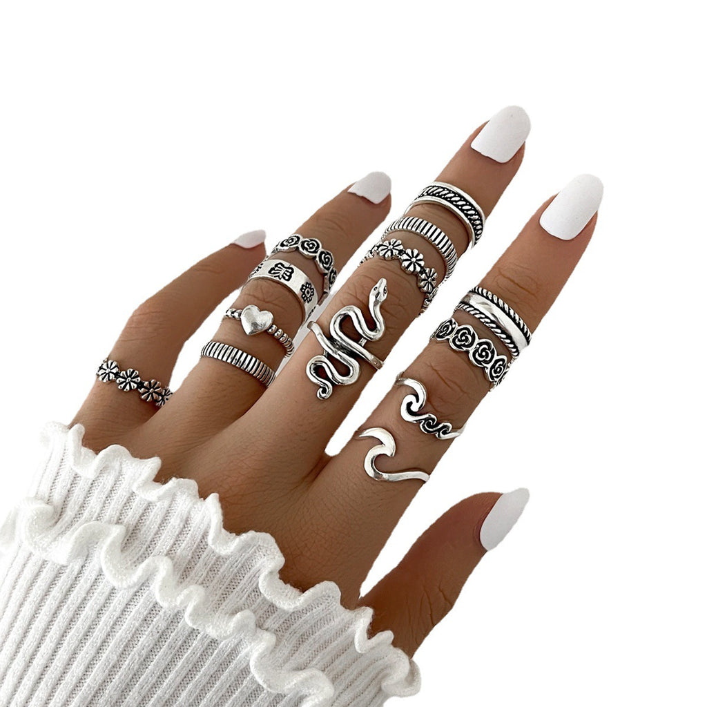 Blumenliebe Geometrischer Ring Gelenkring Dreizehnteiliges Set