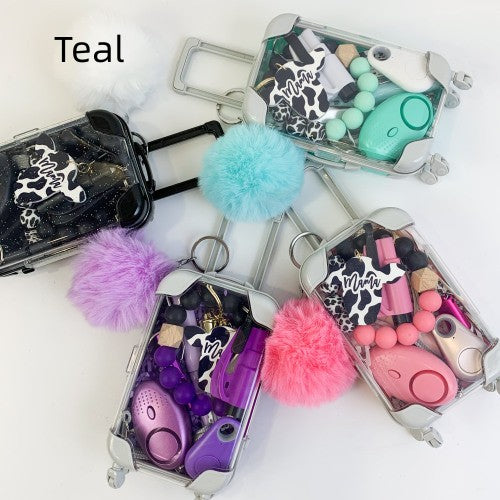 Mini maleta de juguete - Llavero con estampado de vaca