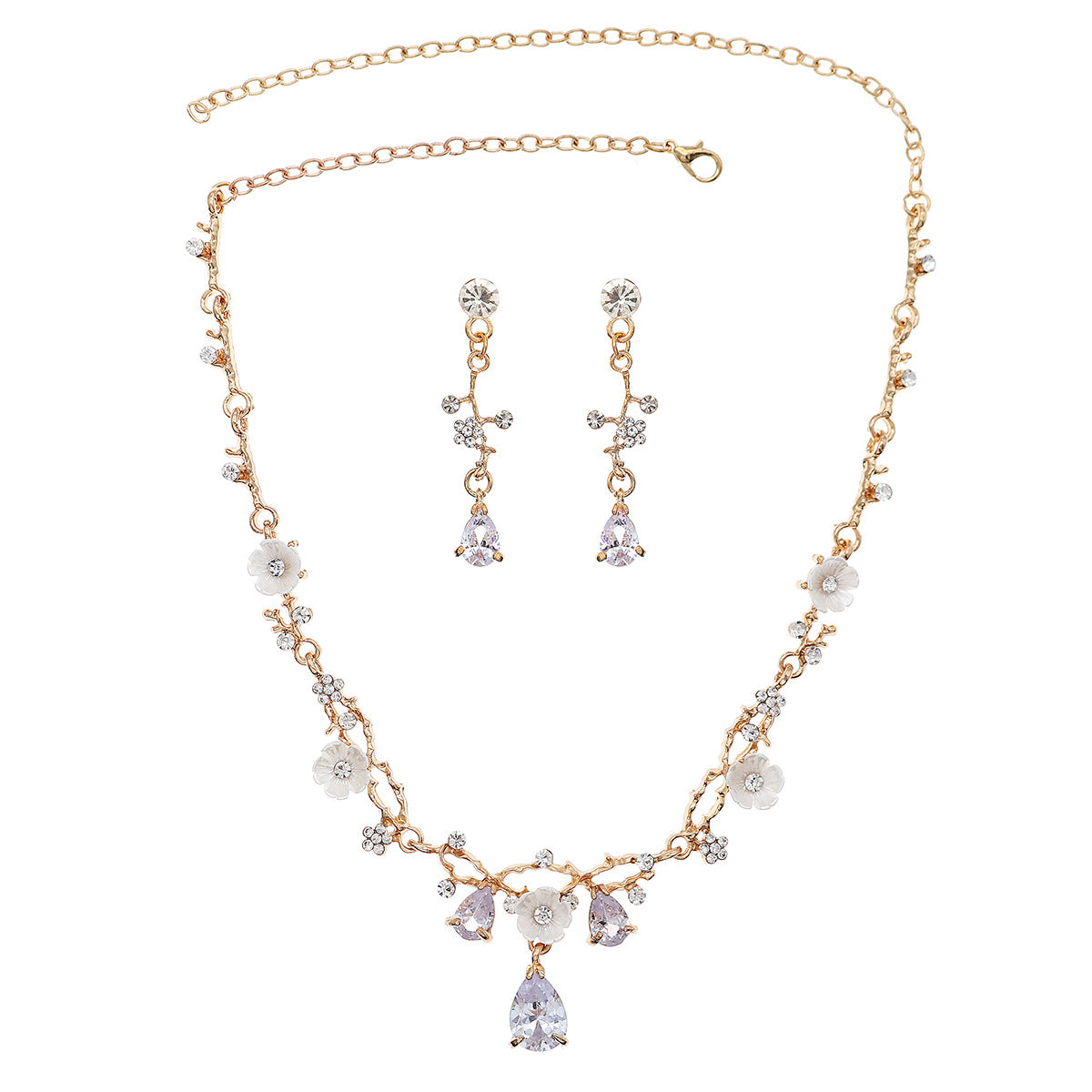 Pendientes Y Collar De Perlas Y Diamantes De Imitación Para Mujer