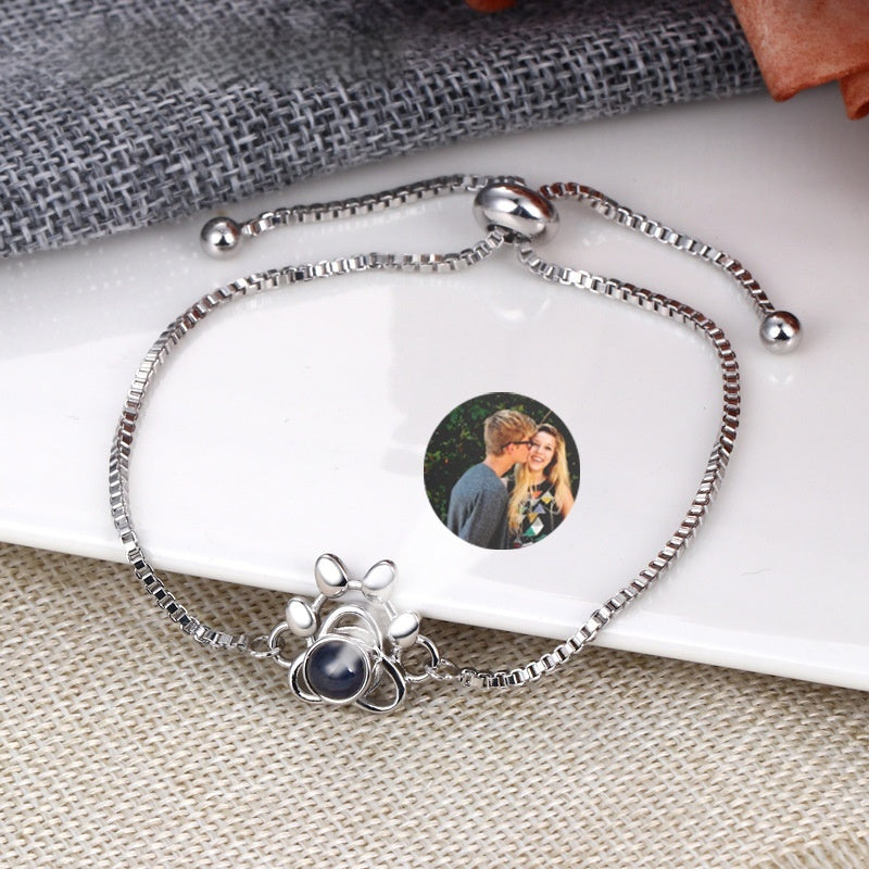 Pulsera de Animal Personalizada con Proyección Microtallada para Parejas, con Garras de Perro Blancas y Negras