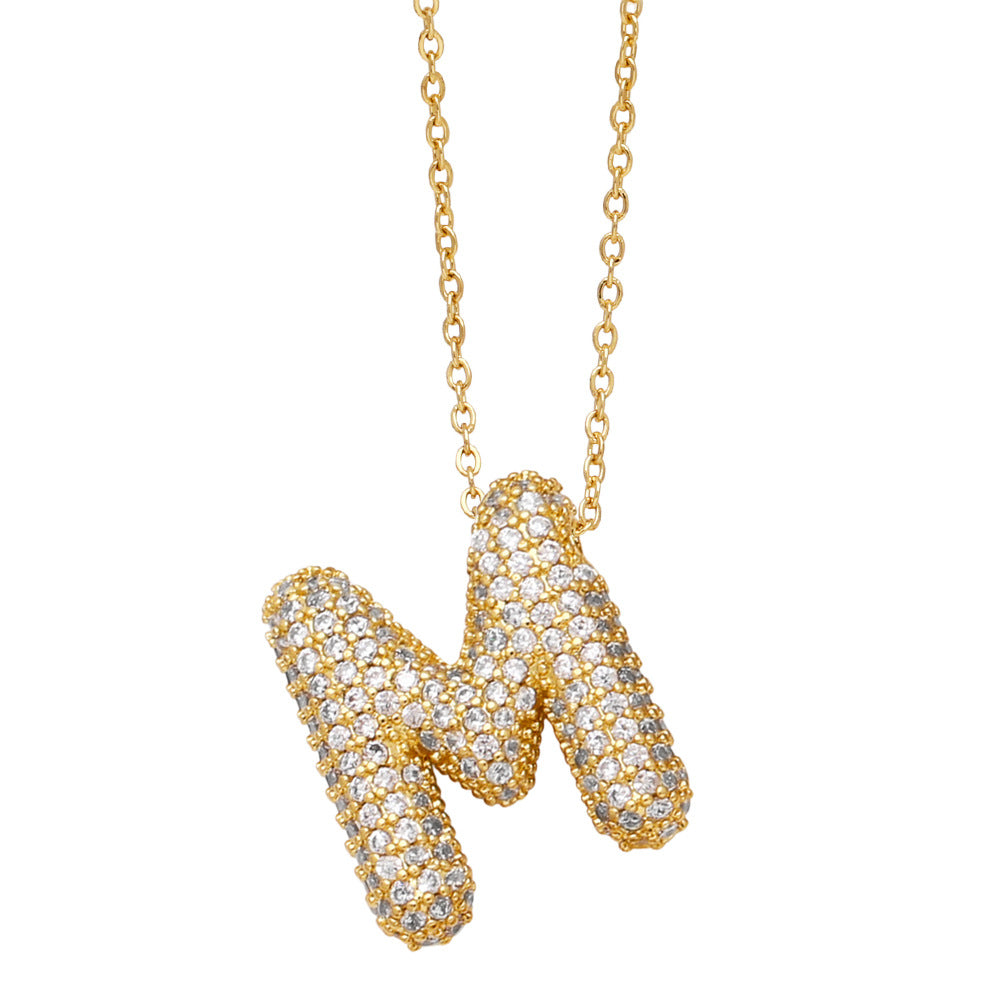 Collar con 26 letras inglesas para mujer con circonitas incrustadas