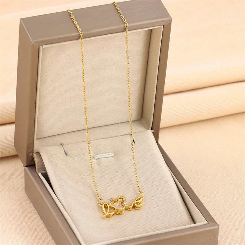 Valentinstag Geschenk Neue Titanstahl Halskette Mode Neue Liebe Smart Halskette Damen Schlüsselbeinkette Modeschmuck Frau