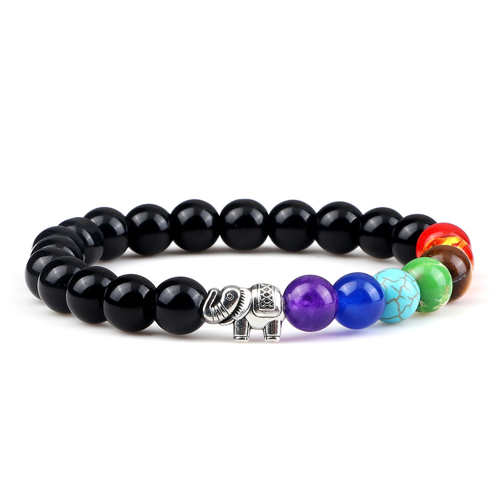 Colorful Rainbow Elephant Beads Bracelet