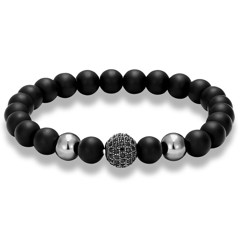 Frosted Stone Micro Inlaid Zircon Bracelet String Beads