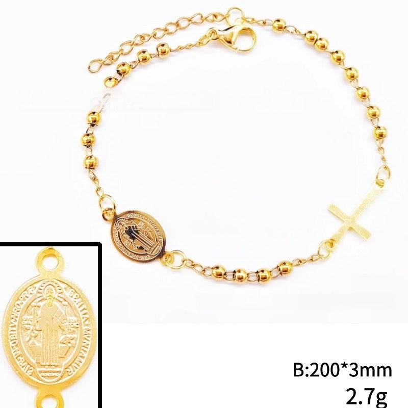 Stainless Steel Bead Cross Bracelet Jewelry Accessories