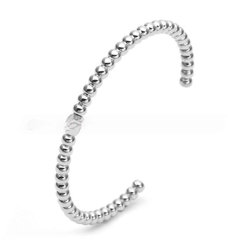 Pulsera en C con cuentas de bambú y trigo
