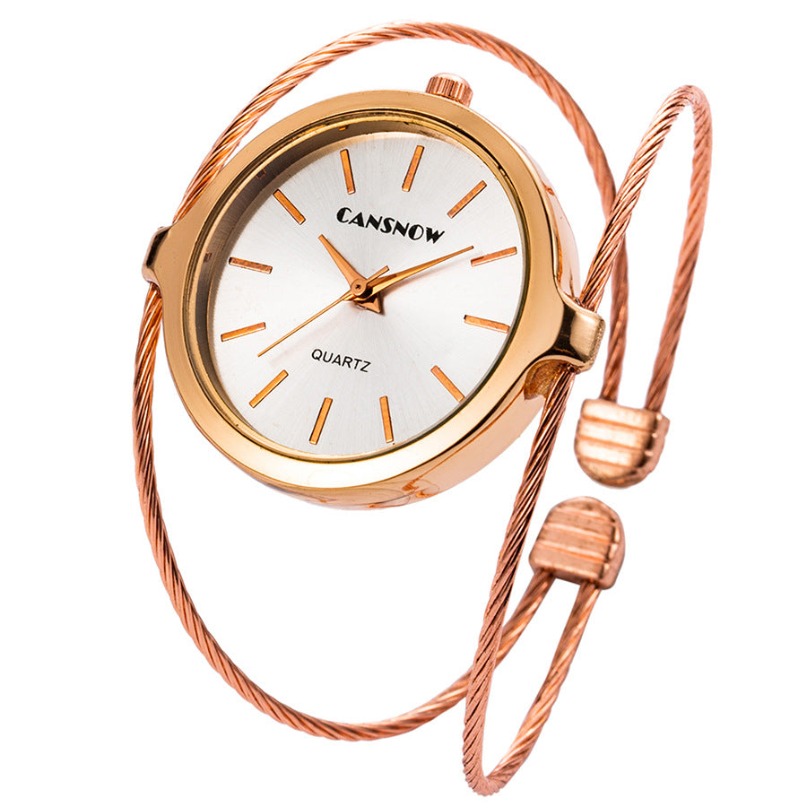 Reloj de pulsera de alambre de acero para mujer con diseño sencillo de cielo estrellado