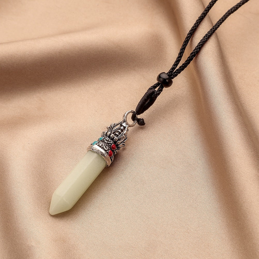 Mode-Schmuck Zylindrische Perlenförmige Drachenklaue Glasanhänger Halskette