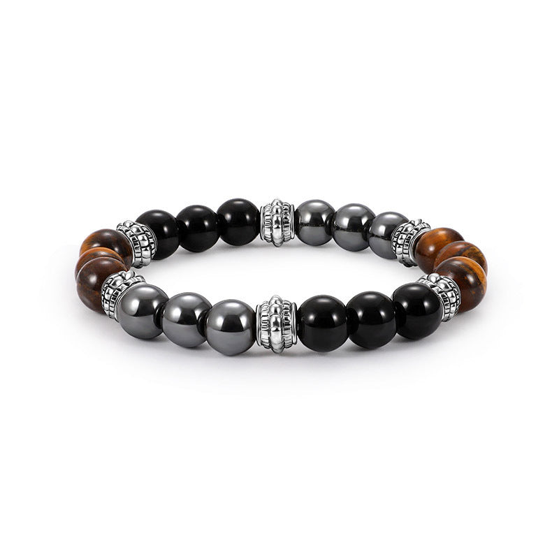 Pulsera de aleación con ojo de tigre de cristal negro