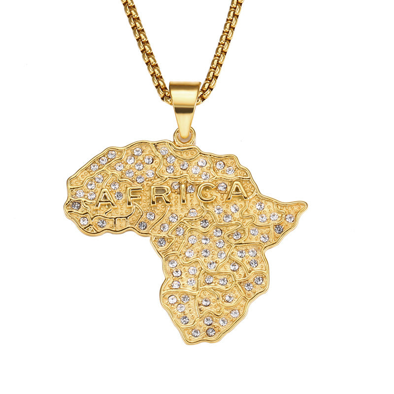 Halskette mit Diamanten Afrika-Karten-Anhänger