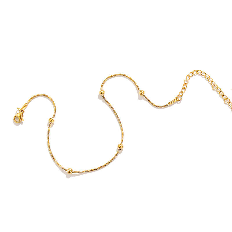 Simple All-match Round Beads Snake Bones Chain Titanium Steel Necklace