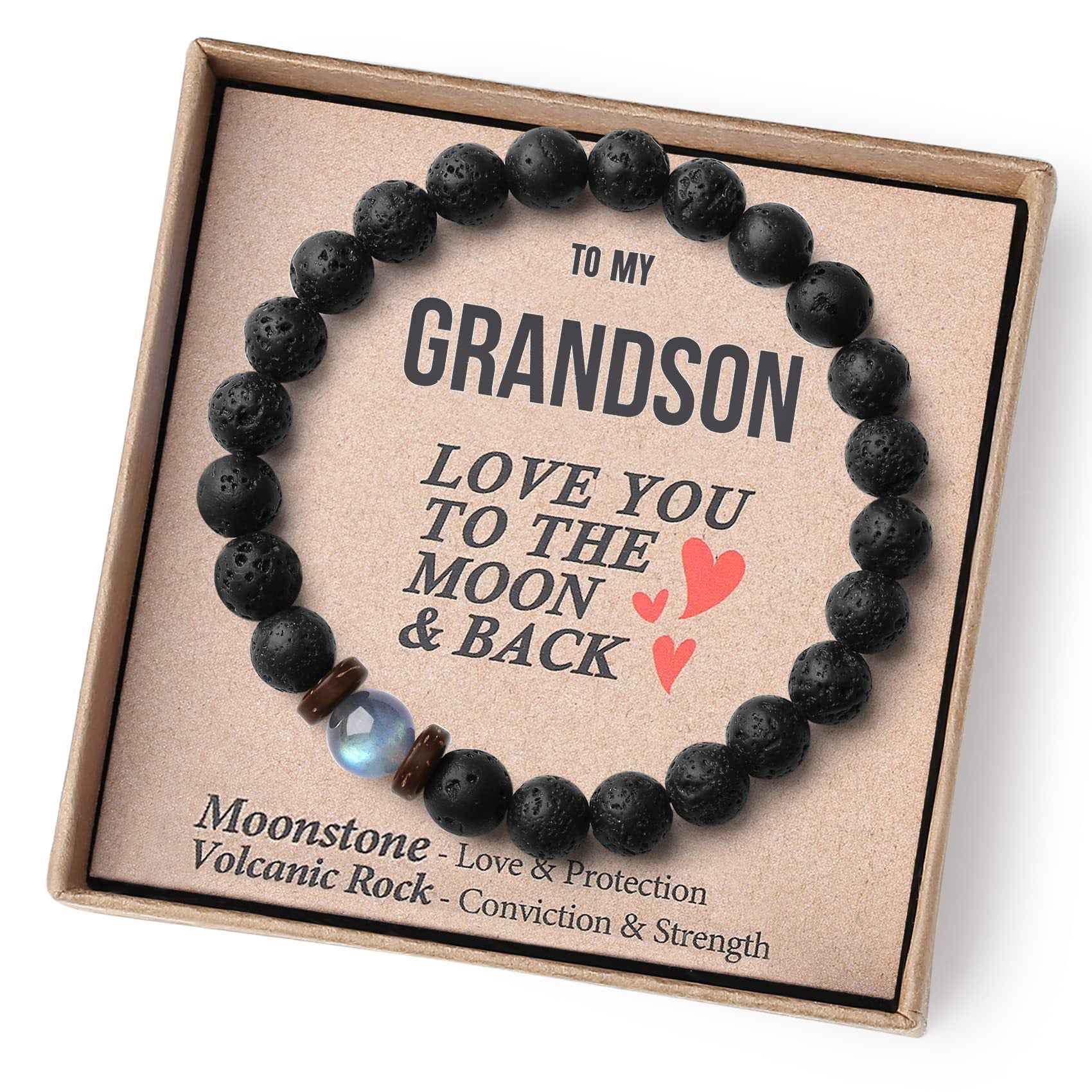 Pulsera de Piedra Volcánica Para Mi Hijo Cordón Elástico