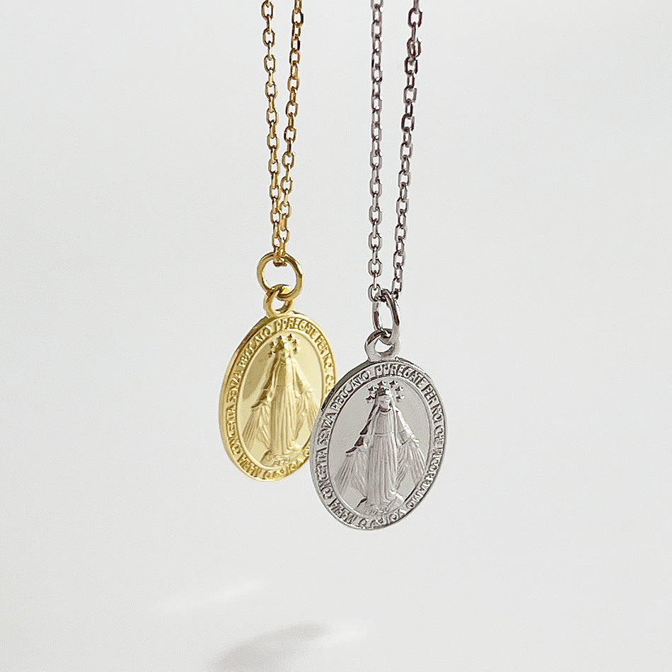 S925 Vintage Cameo Necklace Simple Personality Oval Necklace For Women Jewelry