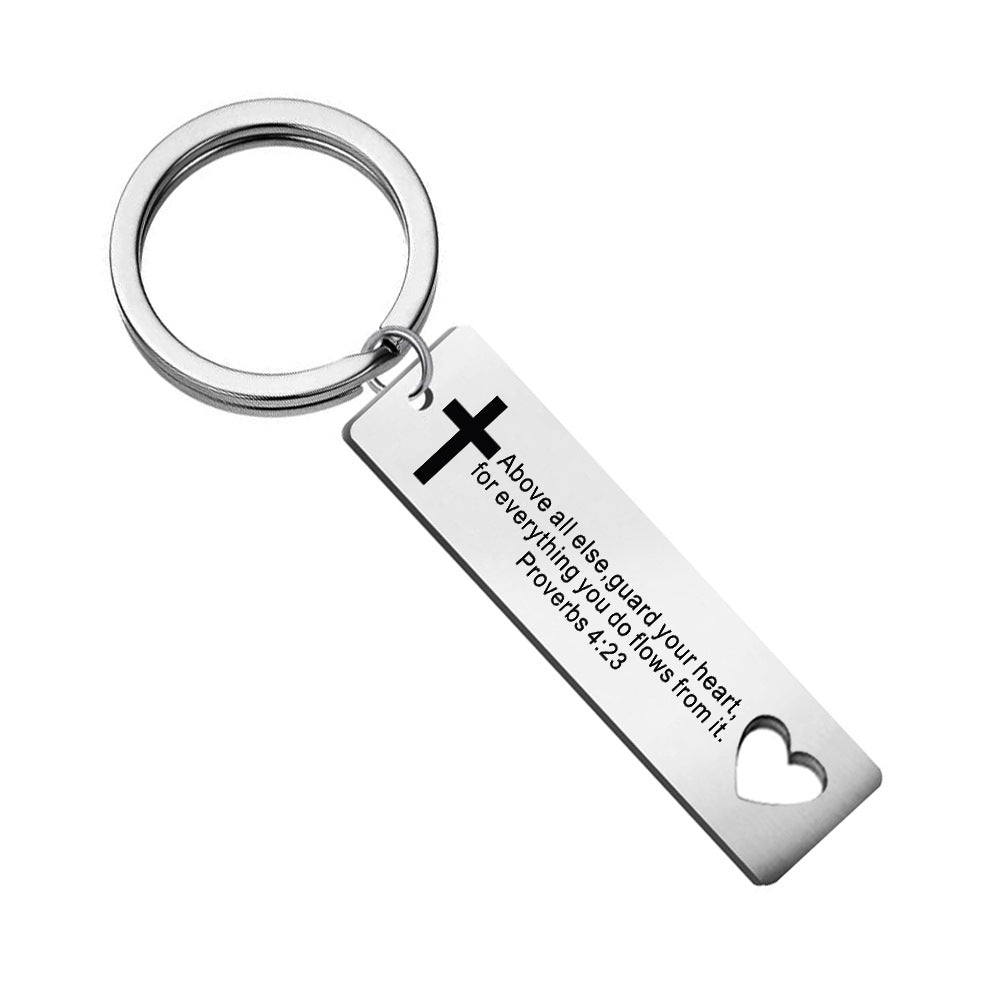 Llavero de acero inoxidable con forma de corazón para medicamentos