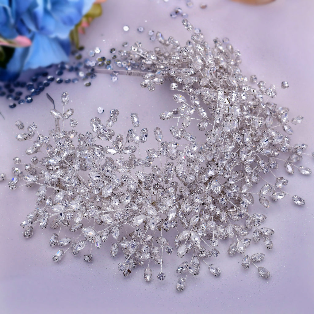 Nueva corona de boda de reina de hielo y nieve con diamantes de imitación hechos a mano pesados