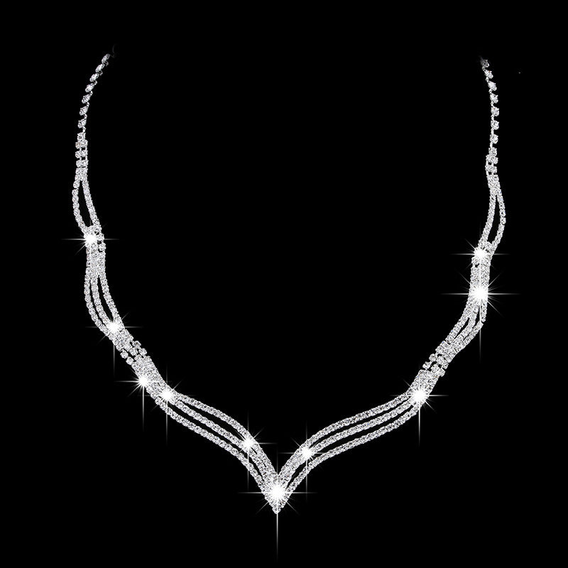 Brautschmuck Halskette zweiteiliges Set mit Strasssteinen