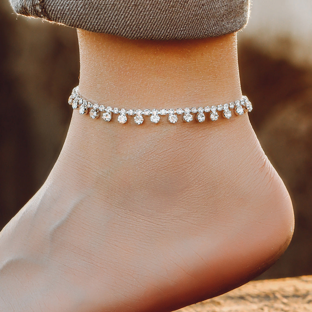 Tobillera redonda de diamantes de moda para mujer