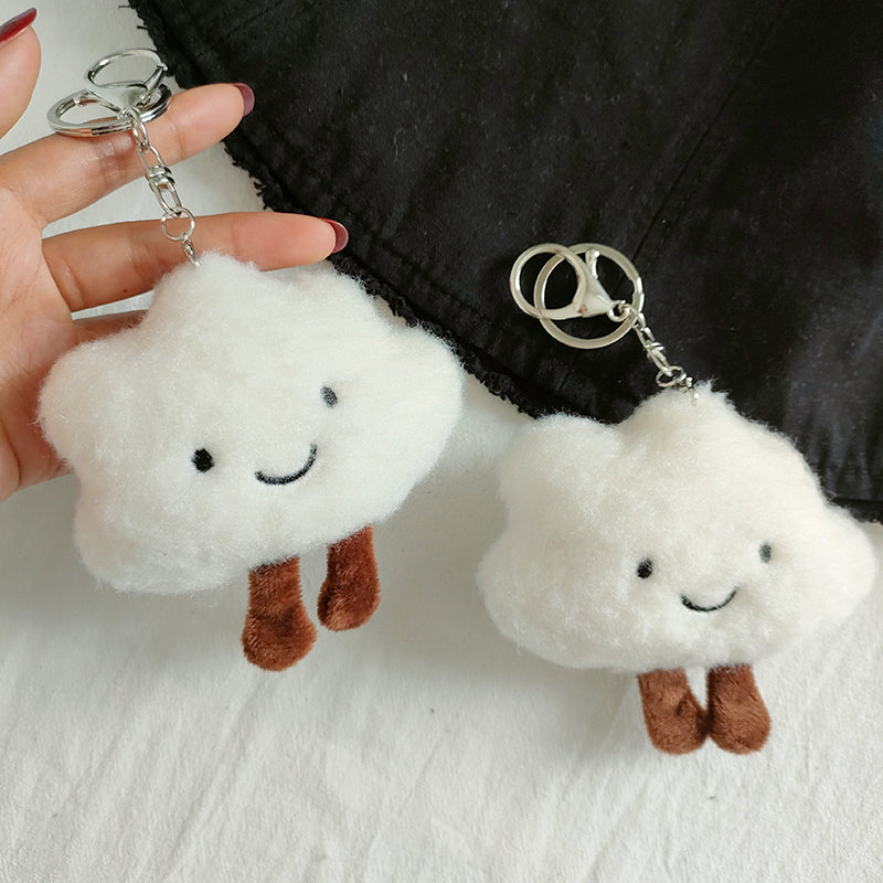 Lindo llavero de pareja con colgante de nube blanca de peluche