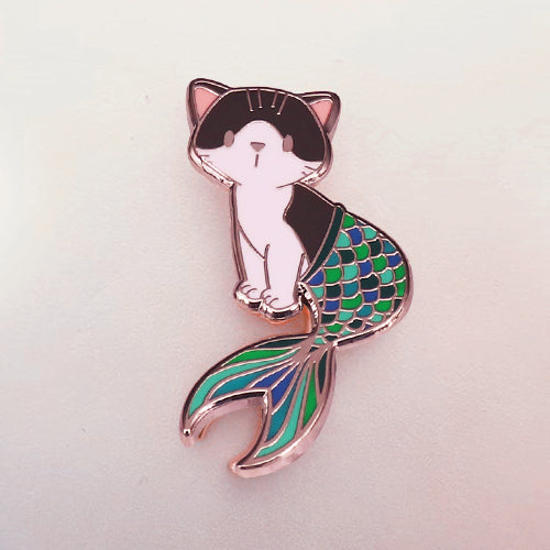Broche Esmaltado de Gato Sirena de Dibujos Animados Bonito