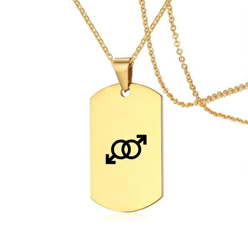 Edelstahl LGBT ID Halskette Schmuck Gravieren Gay Lesbian Transgender Symbol Hundemarken Halsketten für Männer Frauen