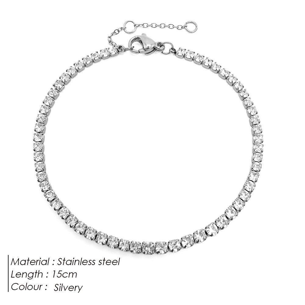 Damen Zirkon Edelstahl Strass Armband