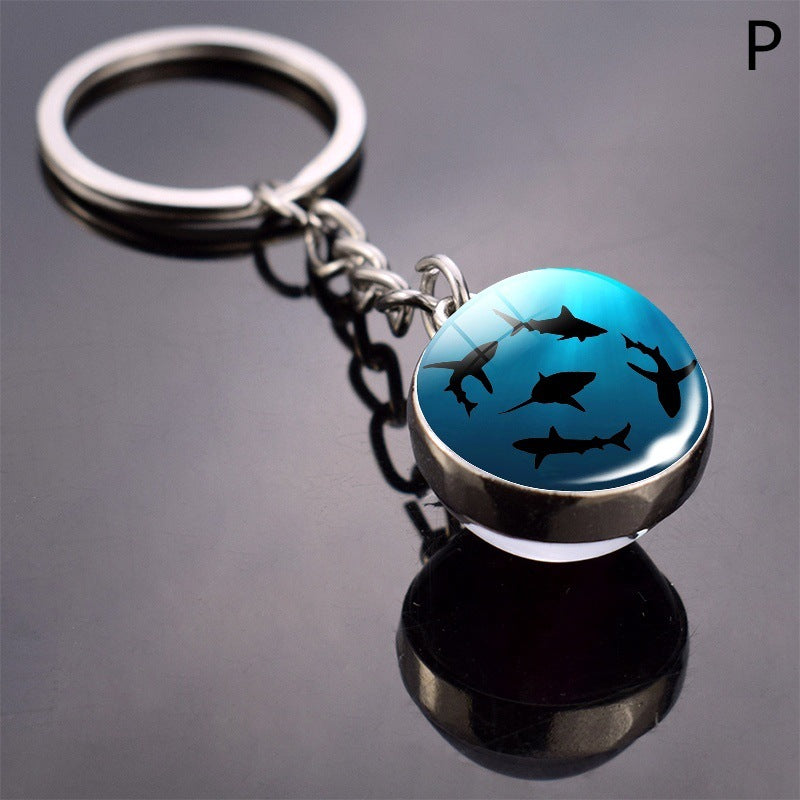 Llavero de bola de cristal con estrella de mar tortuga y animal divertido