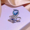 Damen-Schmuckset mit blauen Zirkonen (Ring, Ohrringe, Halskette)