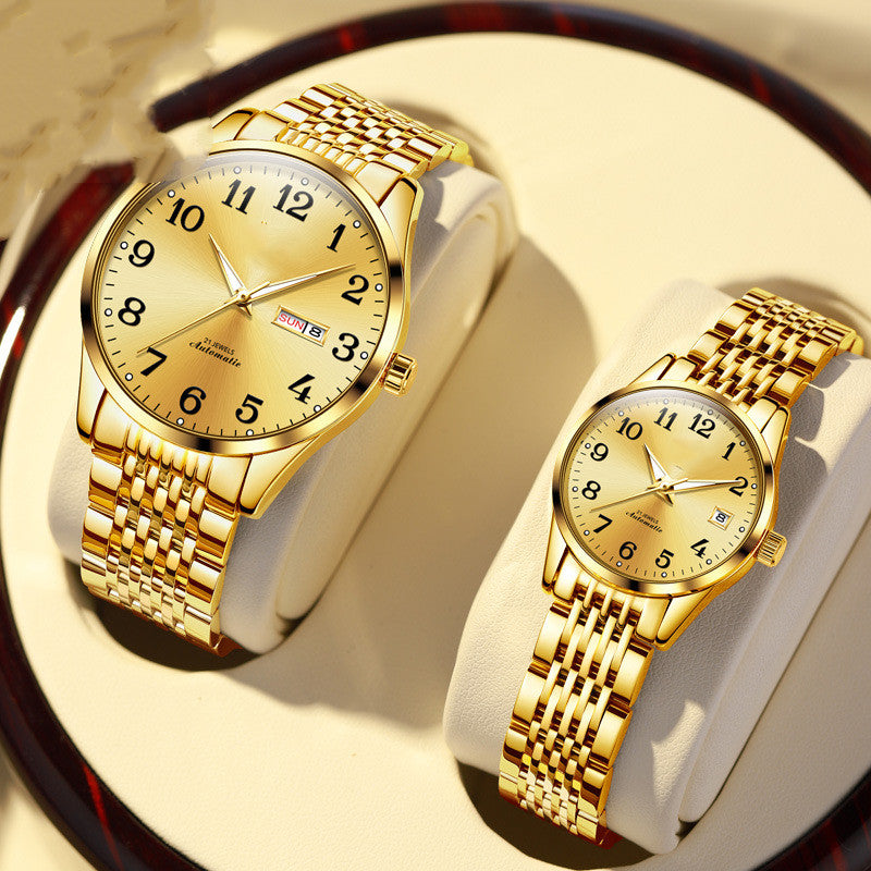 Reloj de moda simple impermeable luminoso de calendario doble para hombre y mujer