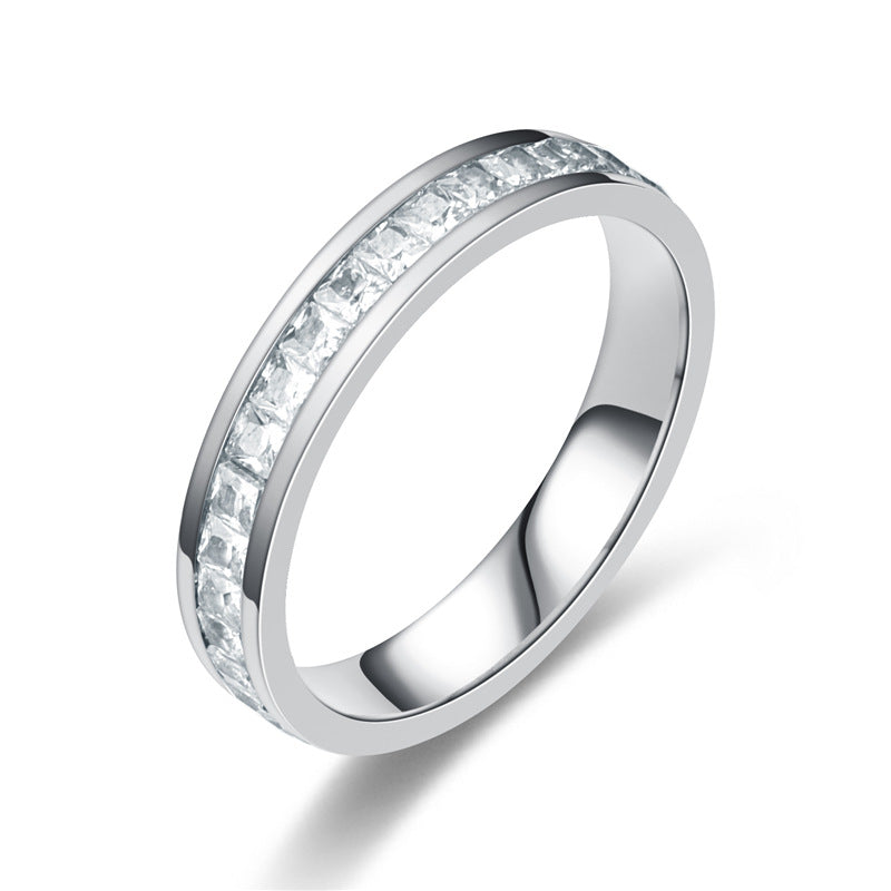 Anillos de diamantes de imitación de moda para mujer Anillo de acero inoxidable