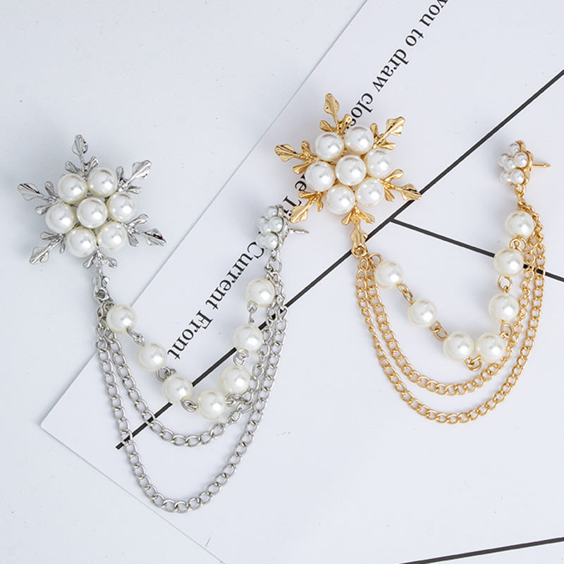 Broche de aleación de moda con cadena y copo de nieve