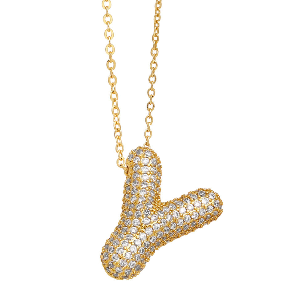 Collar con 26 letras inglesas para mujer con circonitas incrustadas
