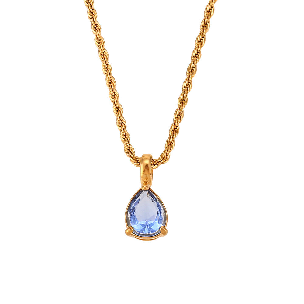 Ins Fashion Retro Stainless Steel Niche Drop Diamond Necklace