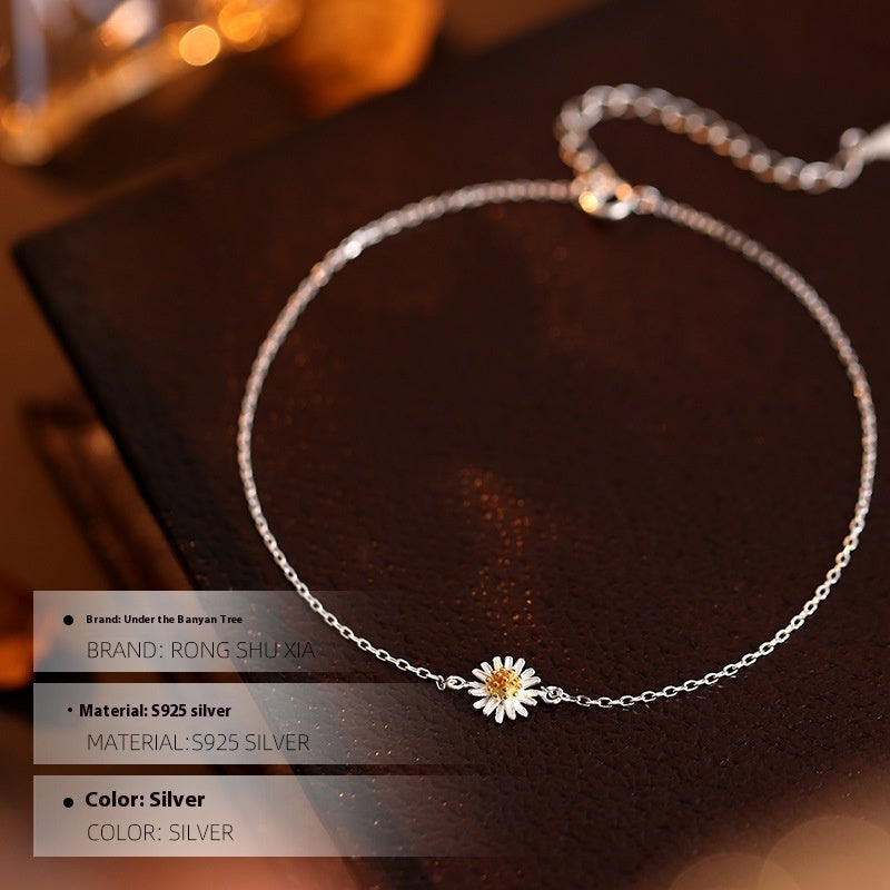 Pulsera de tobillo de plata S925 estilo Mori para mujer, cadena fina estilo pastoral