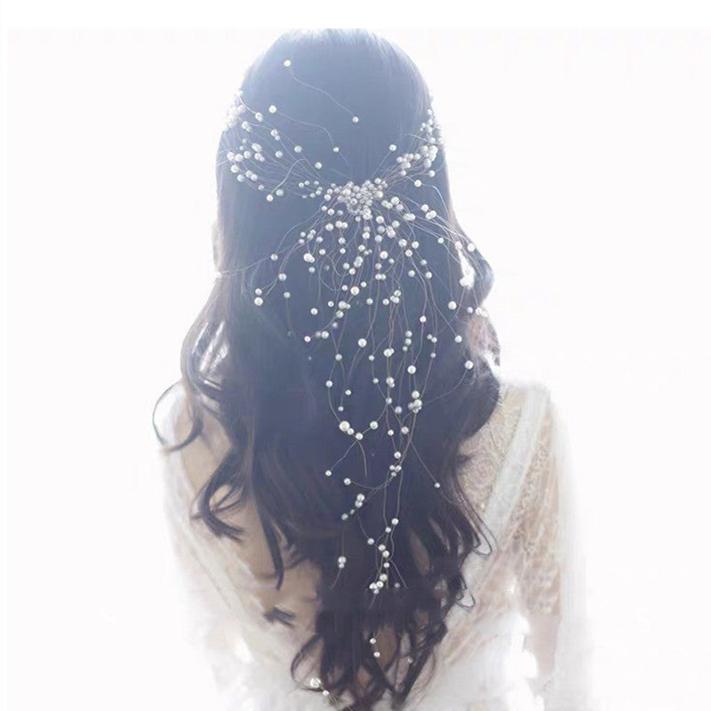 Tocado de novia hecho a mano con perlas, diadema de hadas, súper de hadas