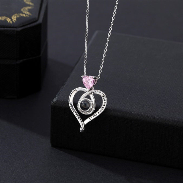 Collar de Plata de Ley 925 con Letra en Forma de Corazón para Mujer