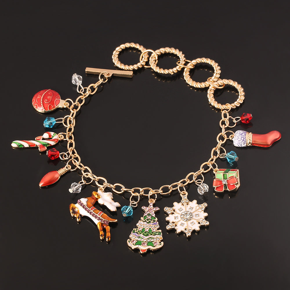 Trendige Weihnachtsarmbänder Kette Elch Schneemann Schneeflocken Armband für Tochter Glocken Socken Weihnachtsmann Armbänder Weihnachtsgeschenke