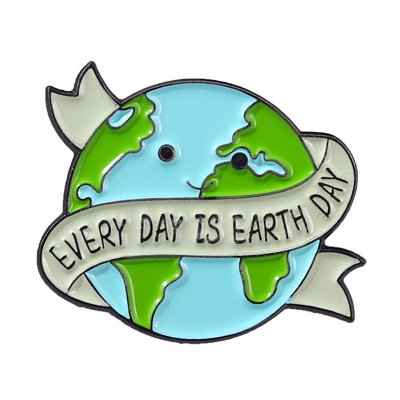 Broche creativo con forma de Tierra de dibujos animados para proteger el planeta