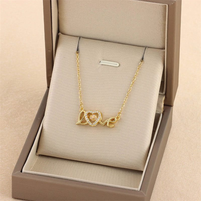 Valentinstag Geschenk Neue Titanstahl Halskette Mode Neue Liebe Smart Halskette Damen Schlüsselbeinkette Modeschmuck Frau