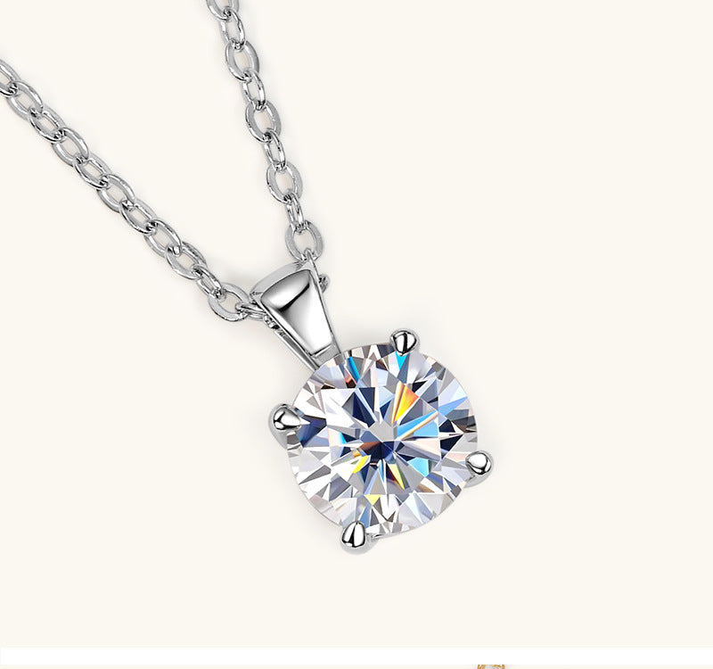 Klassische vierzackige Diamantkette, hochwertig 925 versilbert, 18 Karat vergoldeter Anhänger