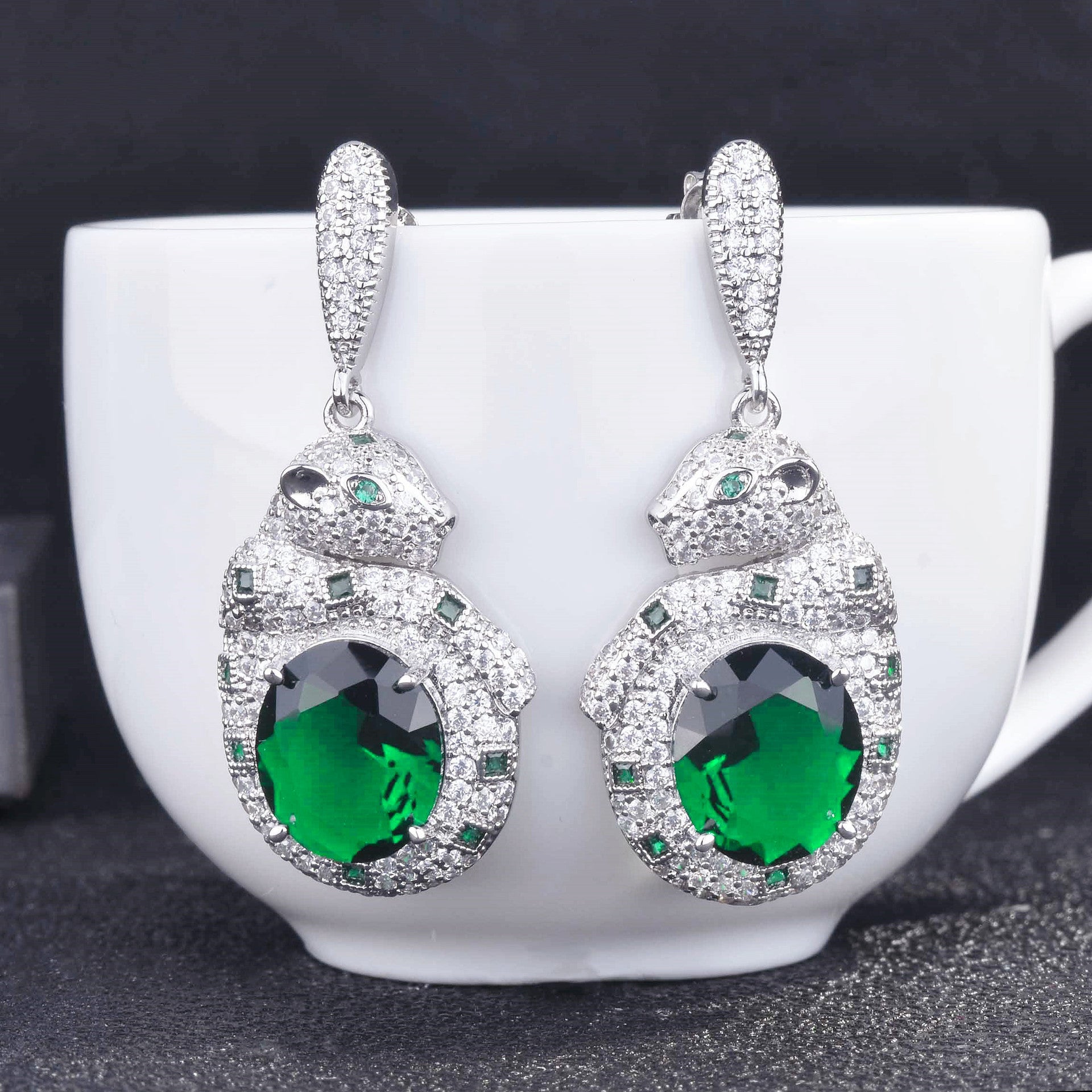 Gaoding Schmuck Royaler Saphir Smaragd Leoparden-Set